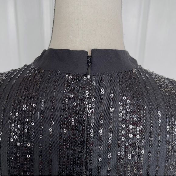 CeCe Size XS Black Sequin Layered Bow Tie Neck Sleeveless Cocktail Dress - Picture 12 of 16